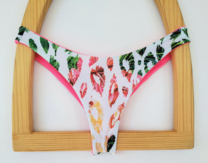 Neon Pink Ribbed + Jungle Cheetah  Itsy Super Cheek Reversible Brazilian Thong Bikini Bottom