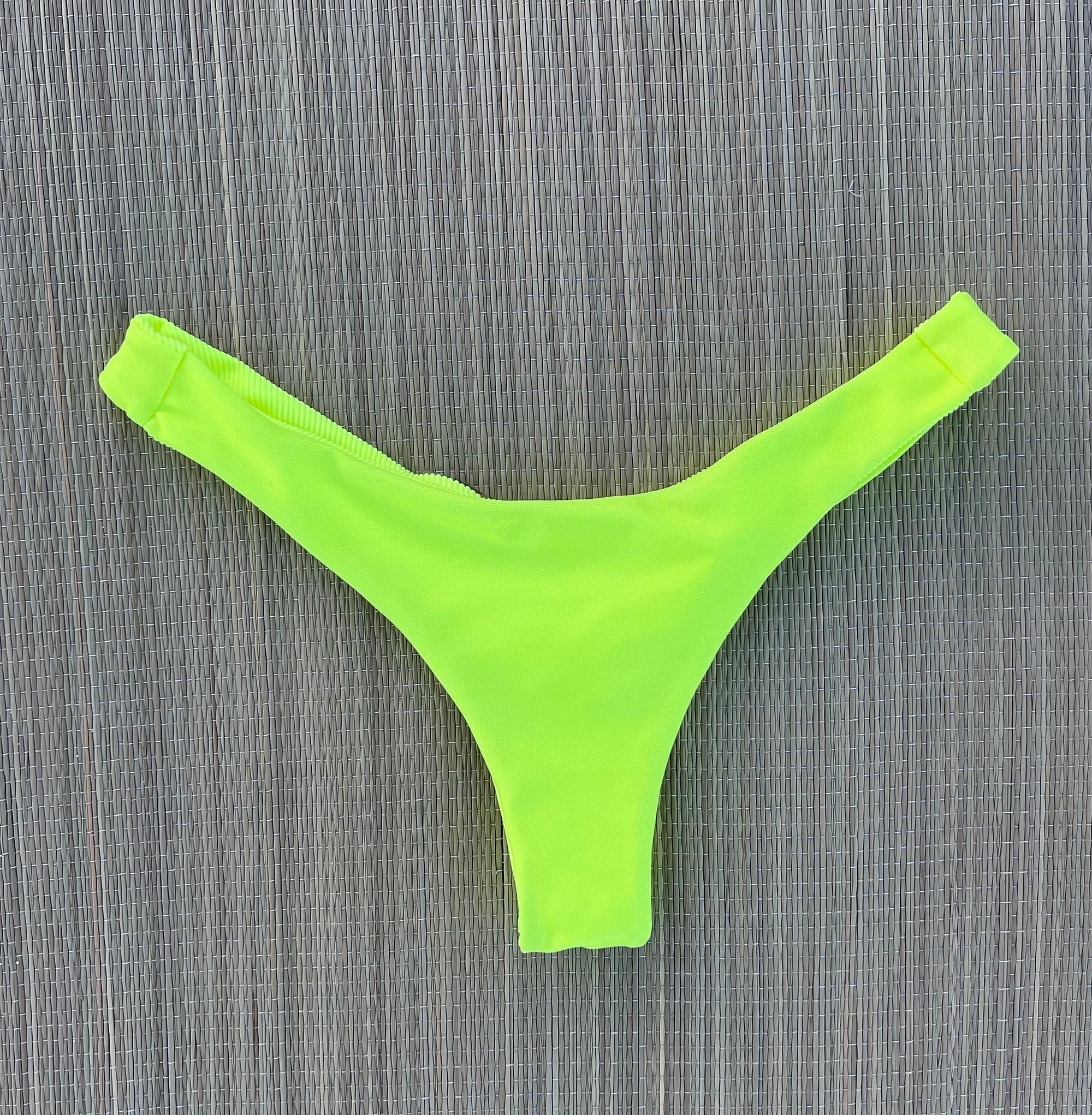 Electric Lemon Lime Itsy Super Cheeky Brazilian Thong Bikini Bottom