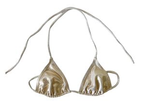 White Gold Clam Shell Triangle Bikini Top
